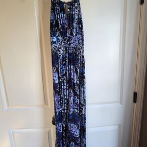 New Directions Blue and Purple Patterned Maxi Dress